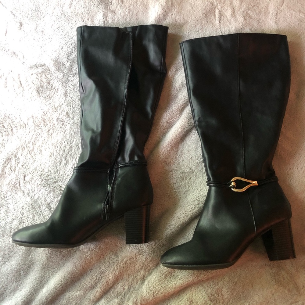 Black Faux Leather Boots